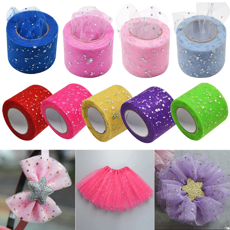 

25Yards Mini Round Sequins Tulle Roll 5cm Spool Tutu Wedding Decor Mariage Fabric Glitter Tulle DIY Craft Birthday Party Supplie