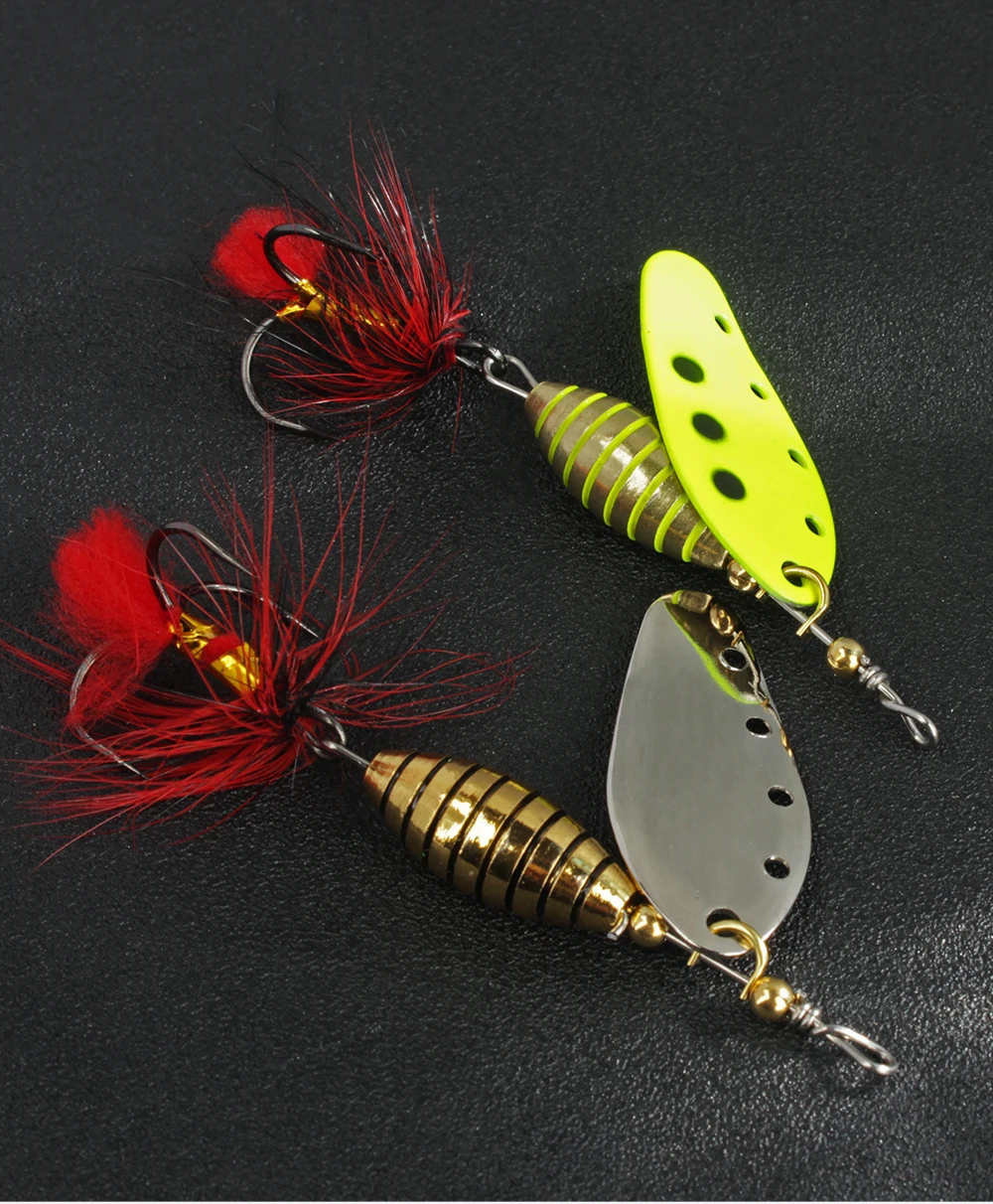 FTK 6g 12g 16g Metall Spinner Köder Angeln Köder Mit Drillinge Haar Harte Künstliche Köder Spinner Köder pailletten Bass Hecht – Detail 10