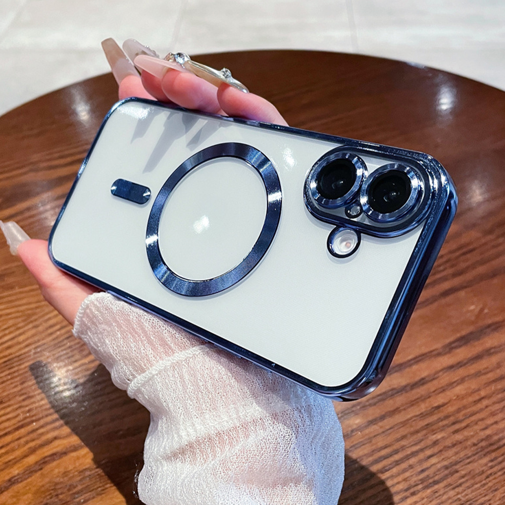 Luxury Clear Plating Magnetic Phone Case for Samsung Galaxy S24 S23 FE S22 S21 S20 Plus Note 10 20 Ultra A55 A35 A15 A05 Cover