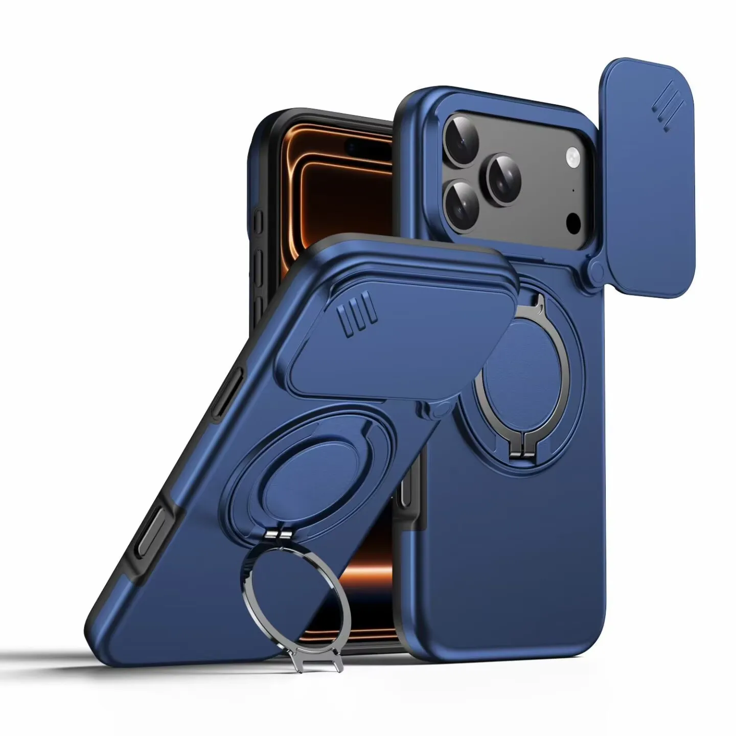 Heavy Duty Rugged Armor Magnetic Case with Slide Camera Protection and Bracket