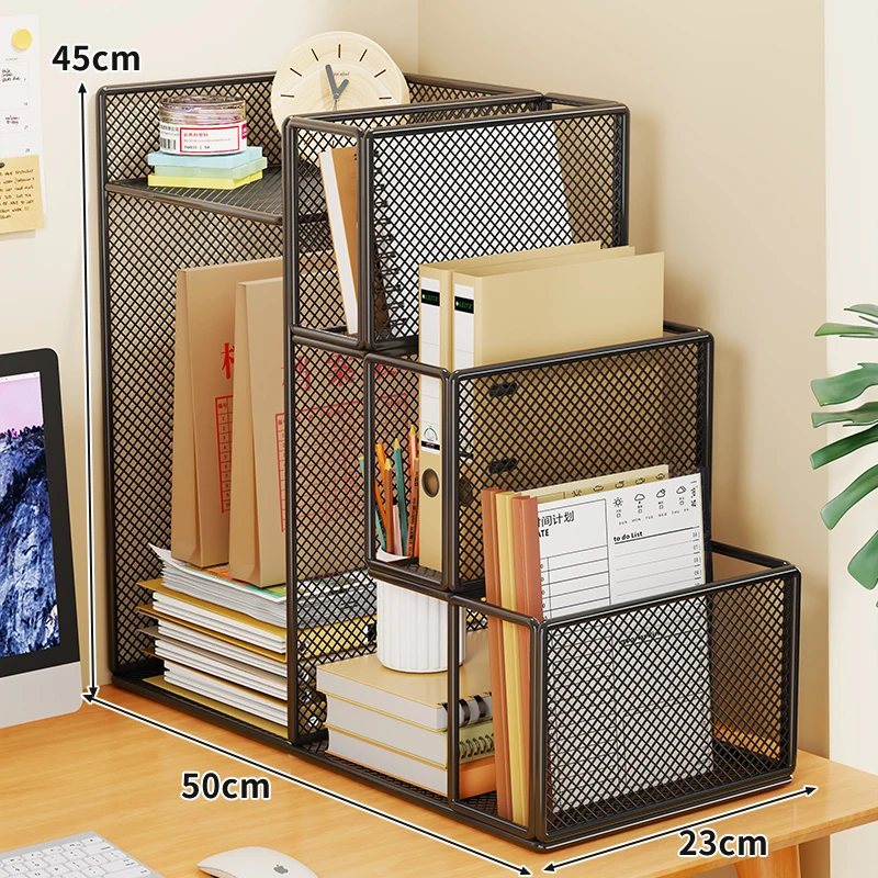 Multifunctional Metal File Organizer Industrial Desktop Document Holder Office Storage Shelf for Supplies Workspace Organization