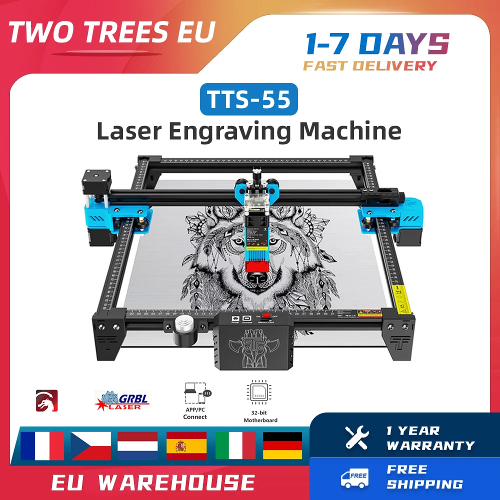 Two Trees TTS-55 Laser Cutter and Engraver Assembly, Setup