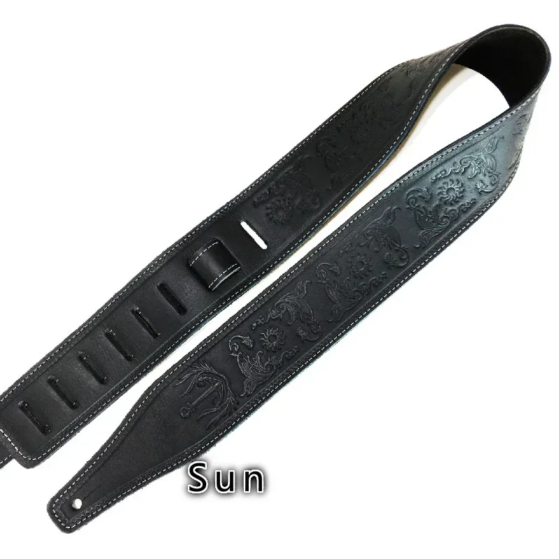 Handcrafted Retro Embossed Guitar Strap - Premium Soft Cowhide Leather