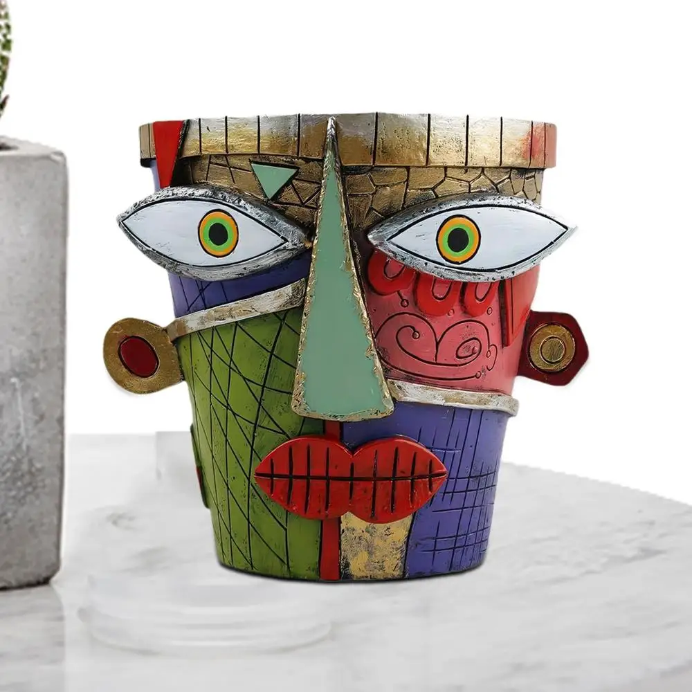 Abstract Planter For Indoors Funny Flower Pot For Balcony Unique Art Abstract Resin Face Flower Pot Indoor Outdoor Patio Home