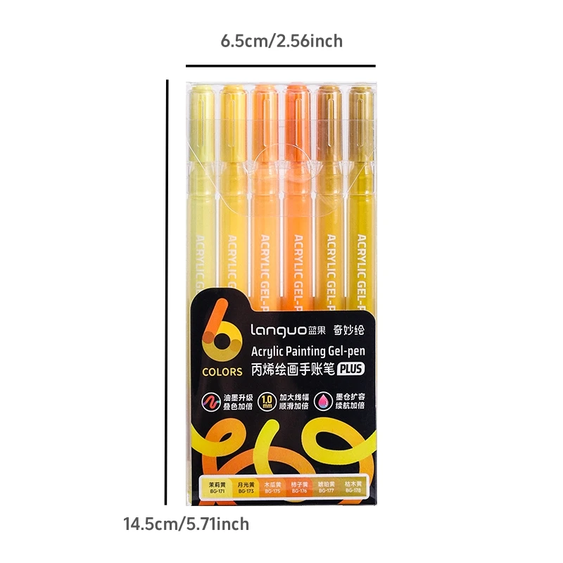 6개 아크릴 페인트 마커 젤 잉크 빈티지 마커 라이너 1.0mm 세밀한 팁 DIY 공예 페인팅 드로잉 문구 선물 A3113