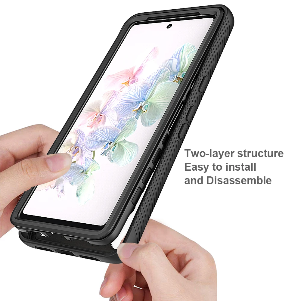 Shockproof Transparent Acrylic Back Cover with PET Front Film Screen Protector