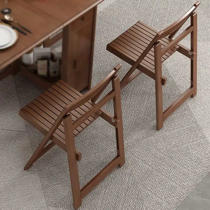 Wood Table And Chair Set Home Mobile Folding Dining Table 4.3ft With Chair Storage Space