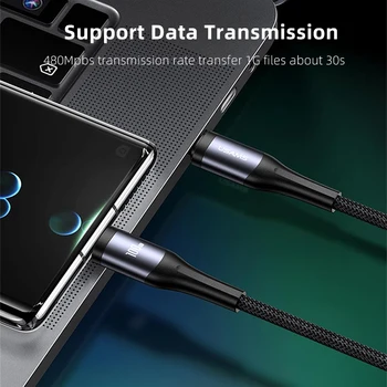 USAMS 100W 3 in 1 Type C Cable Digital Display PD Fast Charging Cable USB C 3 in1 For iPhone iPad MacBook Xiaomi Samsung Huawei 6