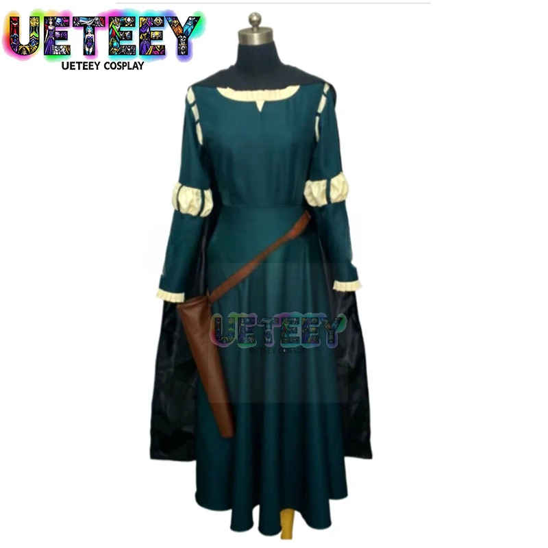 UETEEY Princess Merida Costume Cosplay for Party Dress+cape+quiver