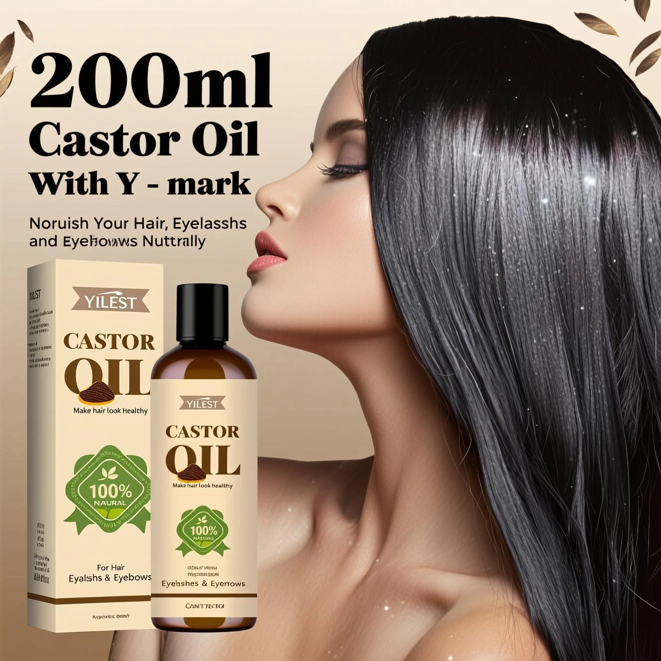 Huile de ricin 100% pure 200 ml – Pour la croissance des cheveux