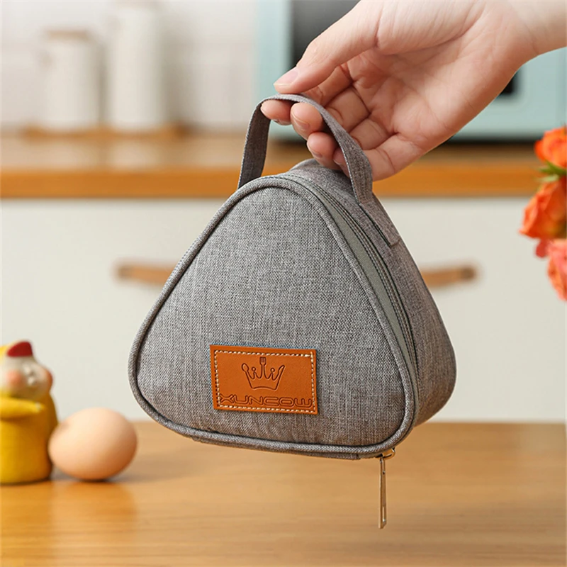 Portable Triangular Cute Thermal Lunch Bags Small Rice Ball Insulated Tote Bag Food Bento Cooler Travel Picnic Outdoor Pouch