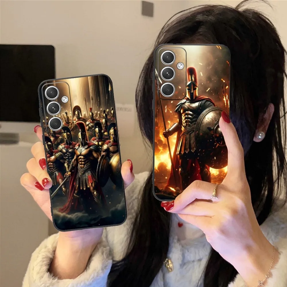 Spartan Warrior Mobile Cell Phone Case For Samsung Galaxy S24 S23 S22 S21 S20 S10 S9 Plus Fe Ultra Lite Black Phone Cover Funda