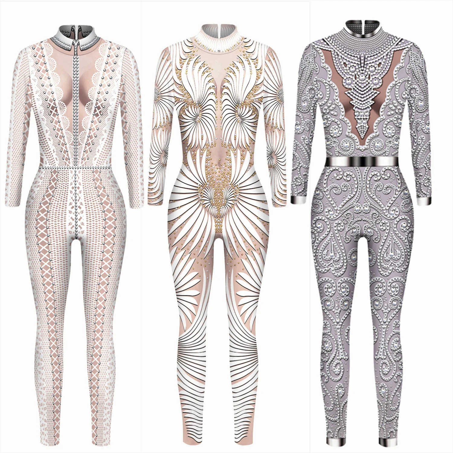 

Zentai Women Sexy Slim Jumpsuit Cosplay Costume Halloween Party 3D Printing Catsuit Bodysuit Fancy Clothing