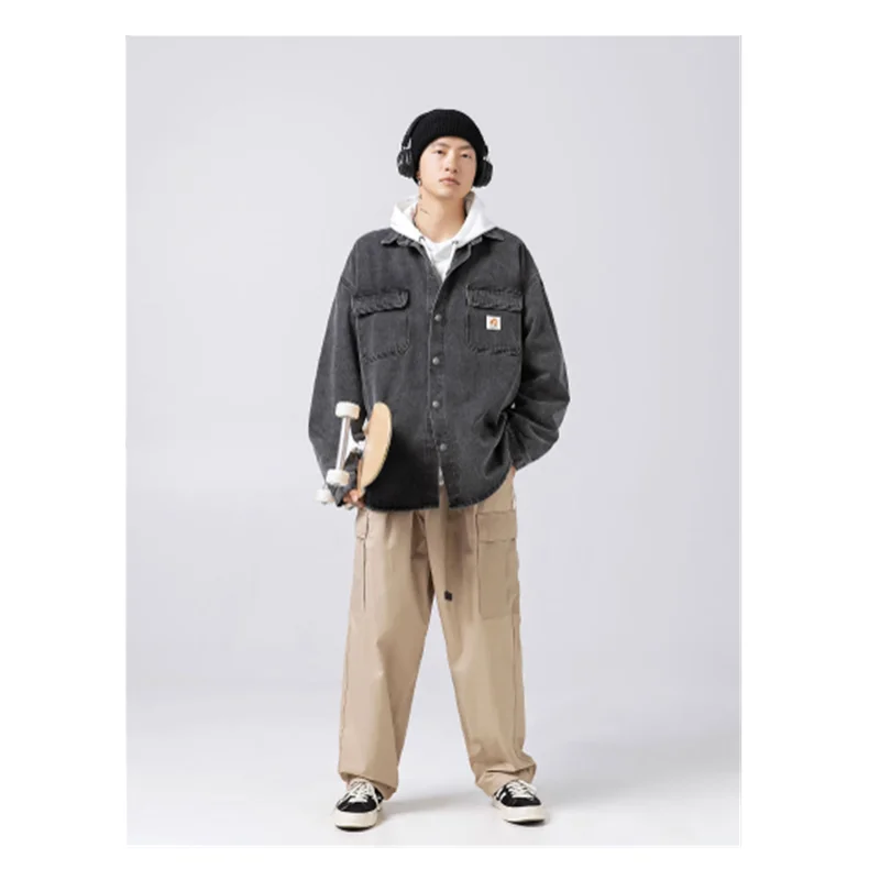2023 New Washed Denim Long Sleeved Jacket For Men's Autumn And Winter Retro Trend High Street Jacket For Men's Clothing A0047