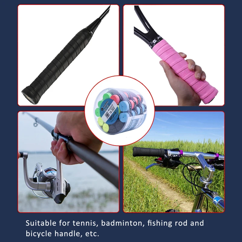 ALPHA Padel Grip Tennis Badminton Racket Overgrip 1050mm Anti-Slip Sweat- absorbent Dry Sticky Bike Fishing Rod Grip Tape 60Pcs
