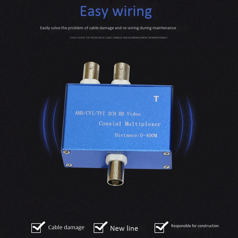 HD Video Multiplexer Two-Channel AHD/CVI/TVI1080P HD Video Multiplexer Coaxial HD Expander Adder for Camera