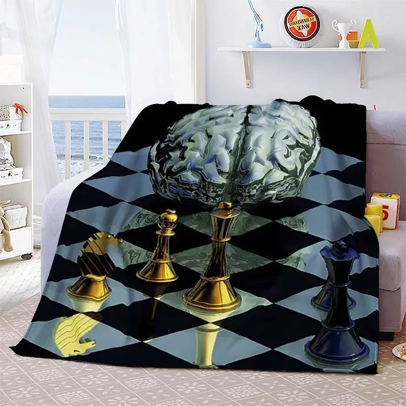 Chess Printed Soft Flannel Throw Blanket International Chess Beds Hiking Picnic Sofa Couch Cover Fashion Bedspread Blanket Gifts 5