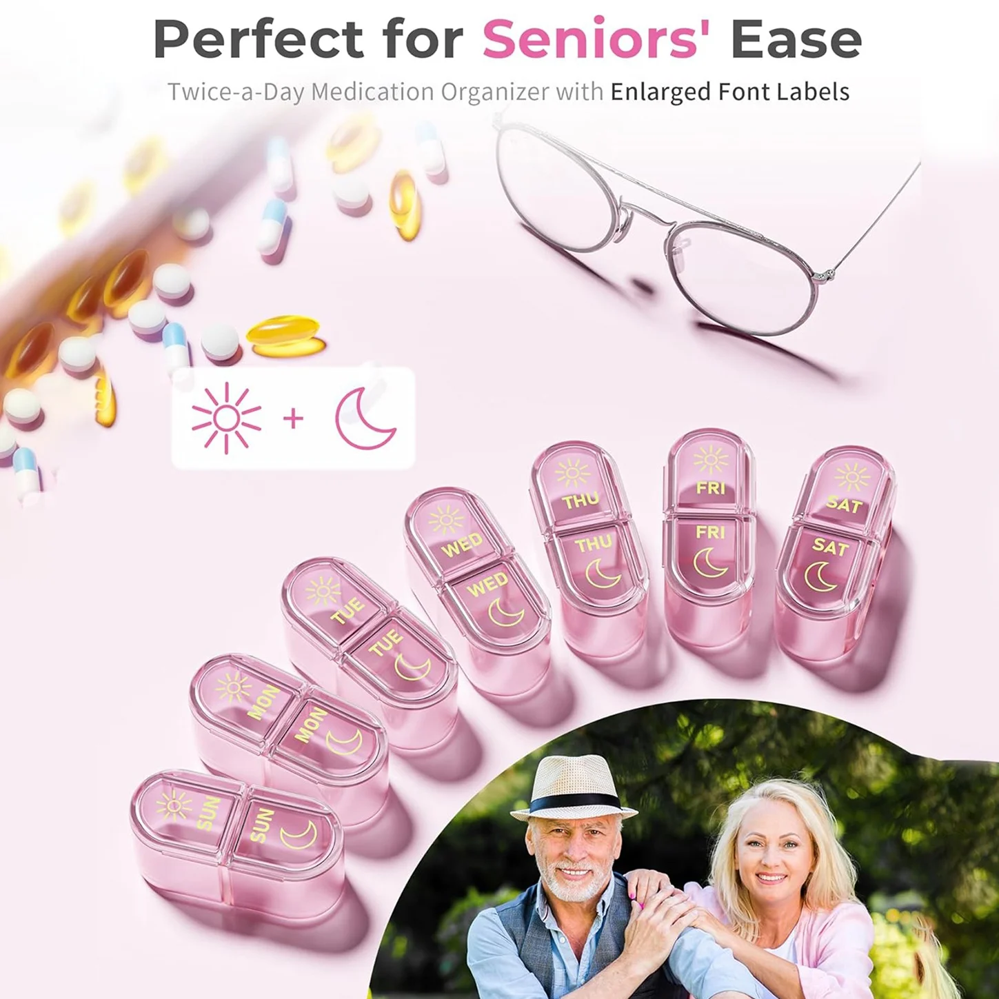 Compact 7-Day Daily Pill & Vitamin Organizer with Secure Compartments