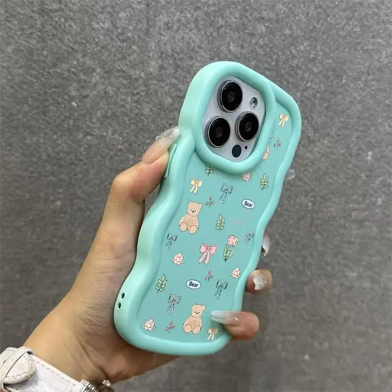 Cute Flower Bear Candy Wave TPU Phone Case Cover