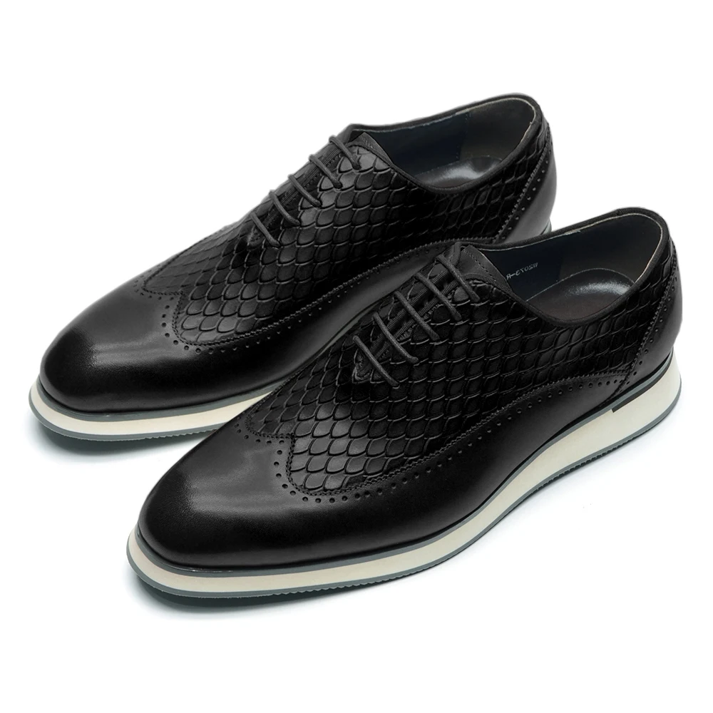 Male Natural Genuine Leather Sneakers Classic European Style Snake Print Casual Flat Shoes 2023 Fashion Party Social Oxfords 4