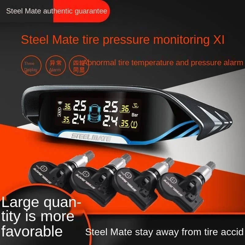 New Steel Mate Tire Pressure Monitoring Built-in Wireless Built-in Solar Energy Detection TPMS System New X1