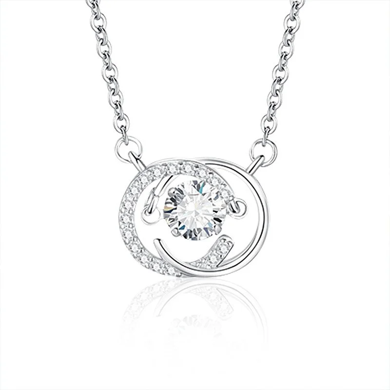 

SMT001 Lefei Fashion Luxury Classic Moissanite Fine Design Double C Circle Necklaces Charm Women s925 Silver Party Jewelry Gift