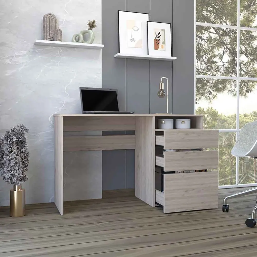 Computer Desk San Diego, One Shelf, Light Gray Finish 5