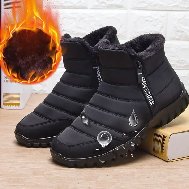 

Men Ankle Snow Boots Waterproof Non Slip Shoes for Men Casual Keep Warm Plush Plus Size Couple Footwear Chaussure Homme 2024