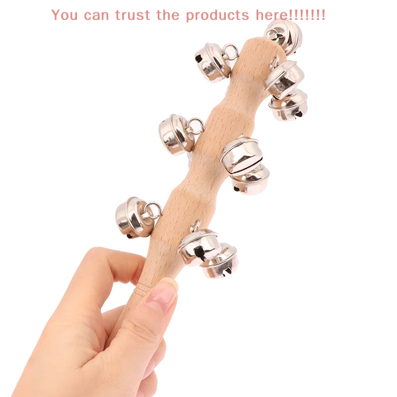 1Pc Early Education Handbell Kindergarten Teaching Aids Wooden Rattle Children Discussion Musical Instrument Toys For Party Kids