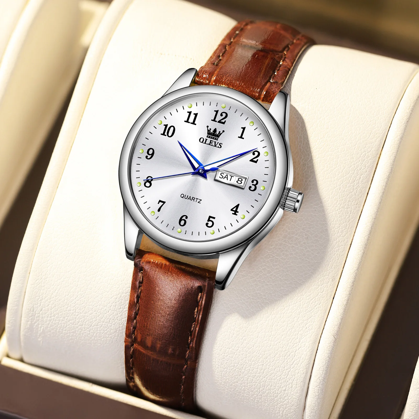 OLEVS Orologio Da Donna Sottile 6,5mm: Minimalista, Cinturino In Pelle E Datario, Impermeabile 30m