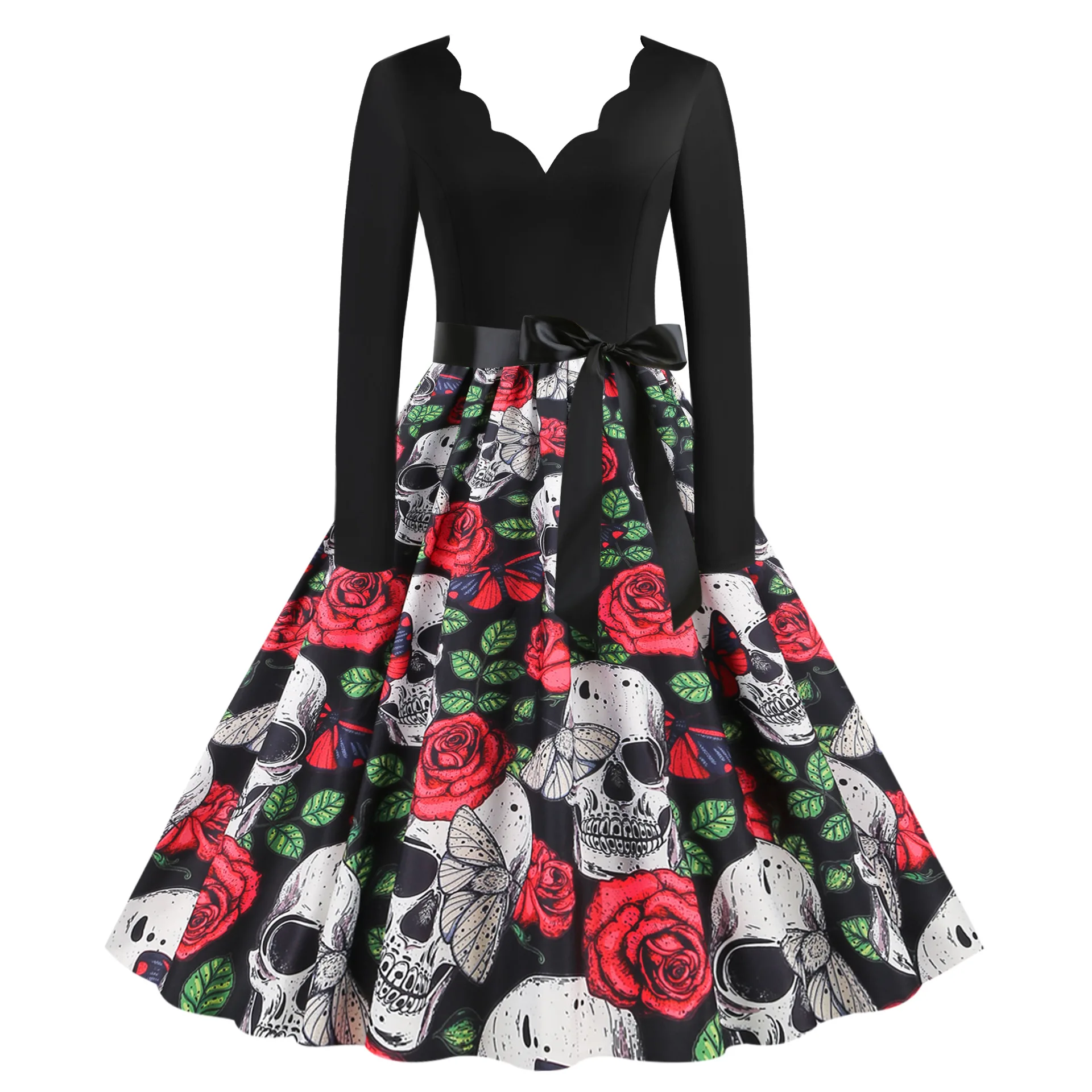 Retro Goth Halloween Party Dresses for Women