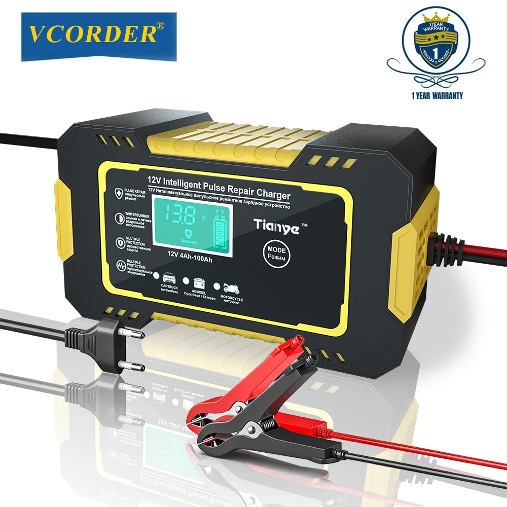 6A 12V Digital Car Battery Charger Fully Automatic Repair Charge For