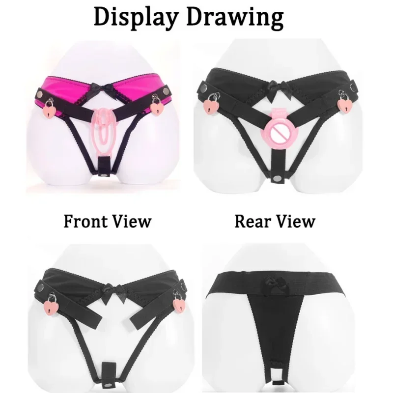 Male Chastity Cage Anti-Falling Harness Sissy Training Lockable THONG Chastity Panties Penis Ring Cock Belt Sex Toys Penis Chastity Cage Chastity Lock Sex Toy