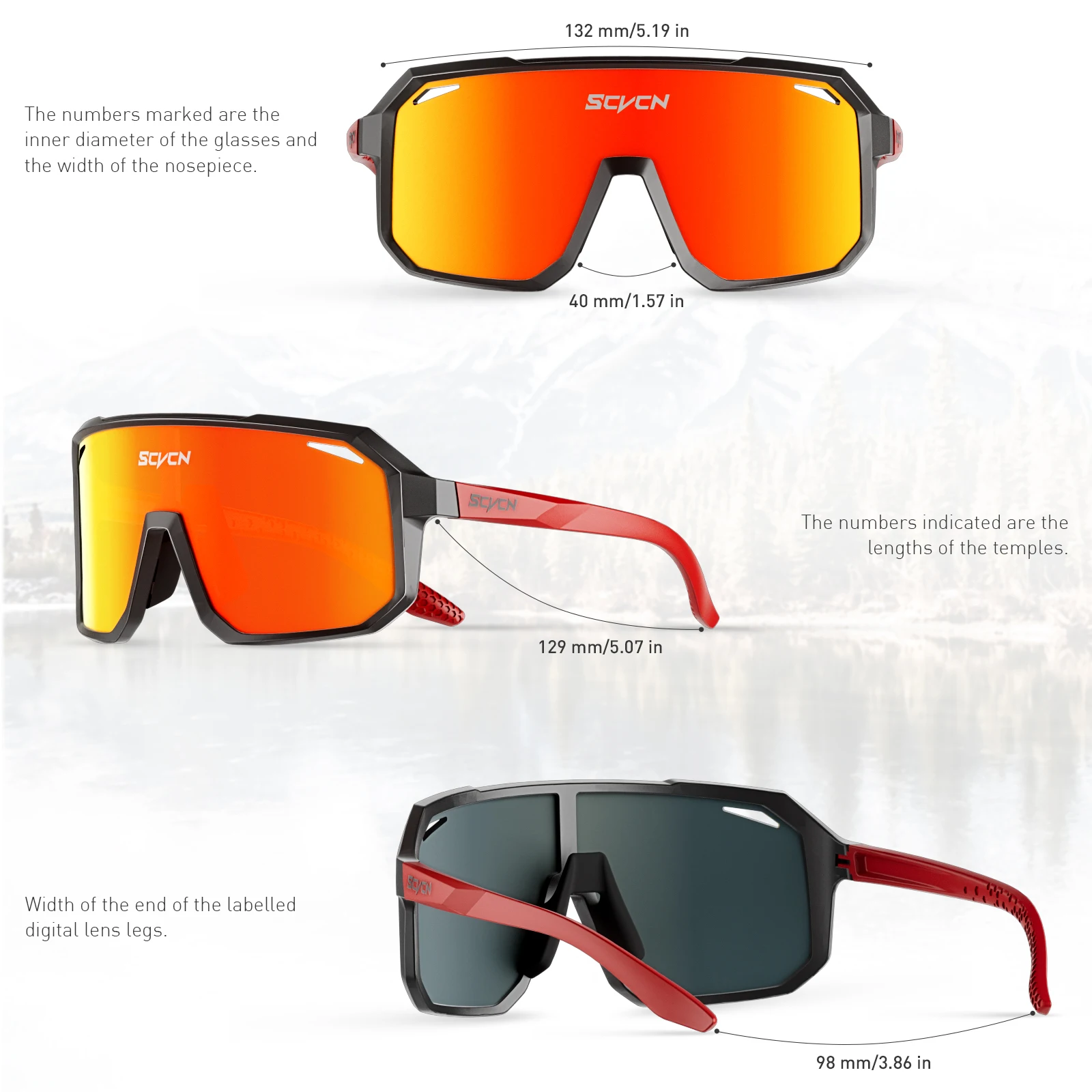 Cycling Sunglasses SCVCN Photochromic UV400 for Men Women