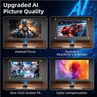 HA109 똑똑한 프로젝터 원주민 720P 4K 130ANSI 안드로이드 11 WiFi6 Bluetooth5.0 270° 회전가능한 홈 극장 프로젝터