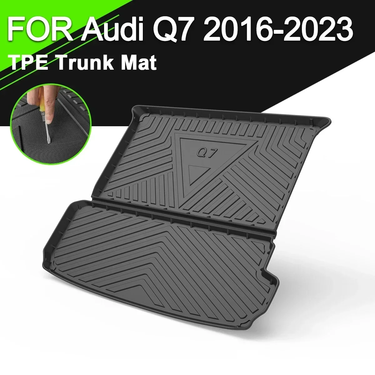 

For Audi Q7 2016-2023 Car Rear Trunk Cover Mat TPE Waterproof Non-Slip Rubber Cargo Liner Accessories