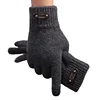 Cycling Gloves Windproof Thickened warm Comfortable knitted gloves Touch screen High-quality wool solid Winter Men motorcycle 1