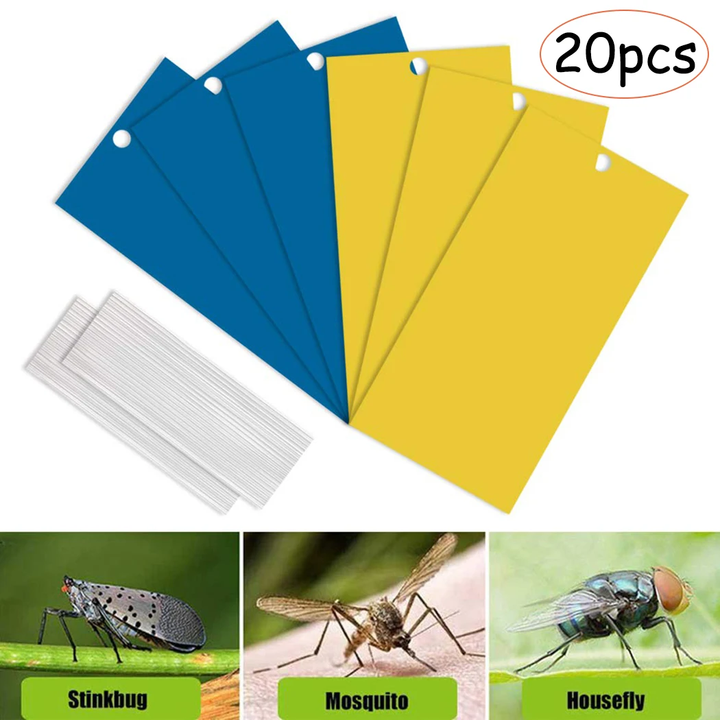 20Pcs Sticky Fly Trap Paper Glue Trap Catcher Sticky Board 20*10Cm Dual-Sided Non Tossico Potente Trappola Per Insetti