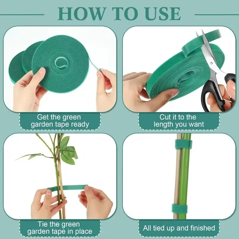 Plant Support Tape Nylon Self Adhesive Plant Fixing Cable Tie for Garden Reusable