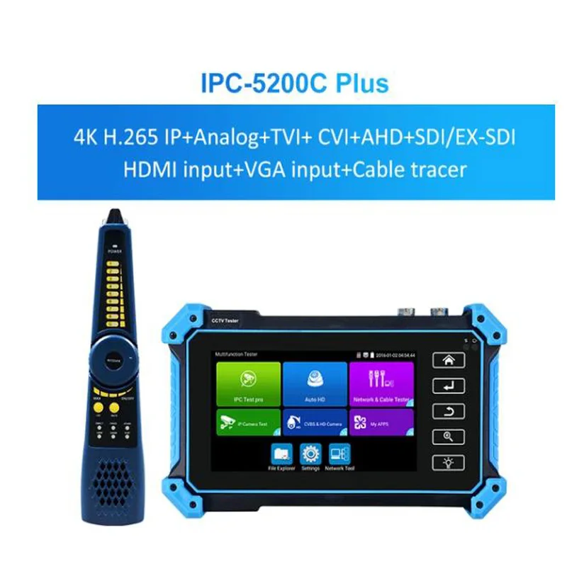 CCTV 5.4 inch IPC-5200 Plus Full 8MP IP CVI TVI AHD SDI Analog 6 IN 1 VGA & 4K HD input IP Camera Tester cctv camera tester