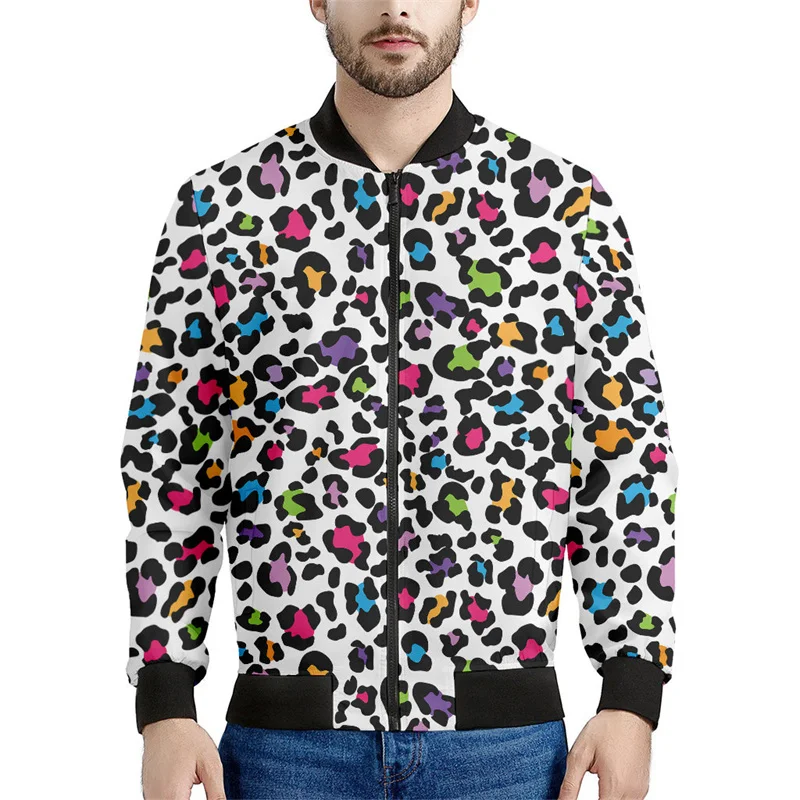 thumbnail image 1 of Chaqueta con cremallera y estampado de leopardo para hombre, sudadera con personalidad con estampado 3D, de manga larga, informal, holgada, ropa de calle, 1 of 4