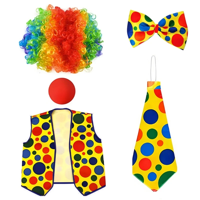 652F Adults Clown Dress Up Accessories for Halloween Parties and Character Impersonation Role Play Rainbow Nose Outfit