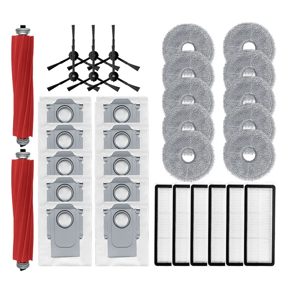 Kit Accessori Per Roborock Qrevo Plus/MaxV/Pro/S: Spazzola A Rullo, 2 Filtri, 4 Panni, 4 Spazzole Laterali, 2 Sacchetti Polvere