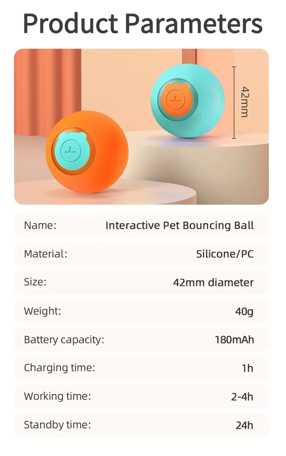 Smart Cat Toys Interactive Cat Bouncing Ball Automatic Rolling Ball Training 360