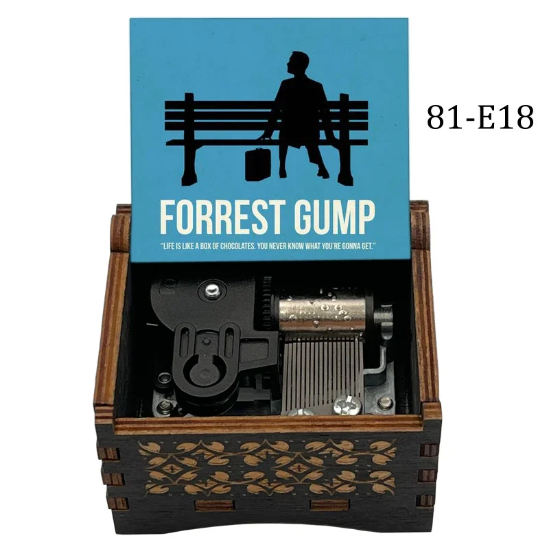 Wooden Wind Up Music Box Forrest Gump Musical Theme Mechanical Movement 18 Note Special Birthday Gifts Movie Fans Souvenir