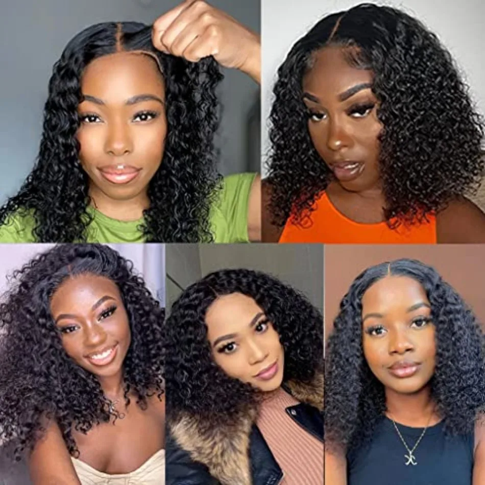 Deep Wave Lace Frontal Wigs 4x4 5x5 Glueless Wig Bob Wig 100% Human Hair Pre Plucked HD Transparent Lace For Women Natural Black