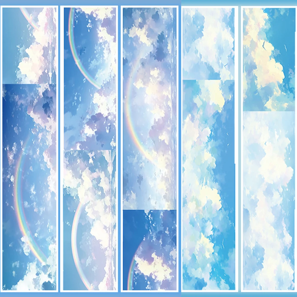 Blue Sky Cloud PET Tape Decorative Masking Tape Aesthetic Collage Landscape Stickers Scrapbooking Journal Stationery 2M/Roll Adhesive Tape Washi Tape Adhesive Tapes Masking Tape Decorative Tape Decoration Tape Collage Tape