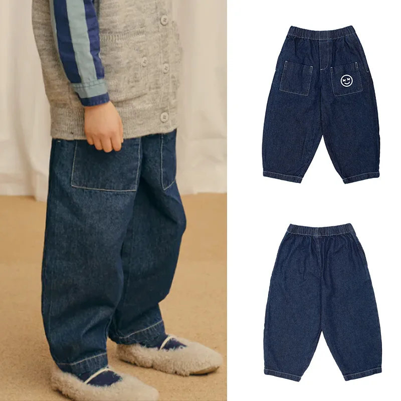 

Jenny&Dave Children's Jeans Simple Style 2023 European and American Autumn and Winter Boys and Girls' Pants Baby Casual Versatil