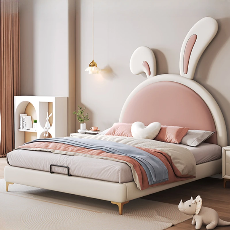 Girl Princess Children Bed Simple Modern Leather Comferter Bed Light Luxury Cama Infantil Bedroom Set Furniture