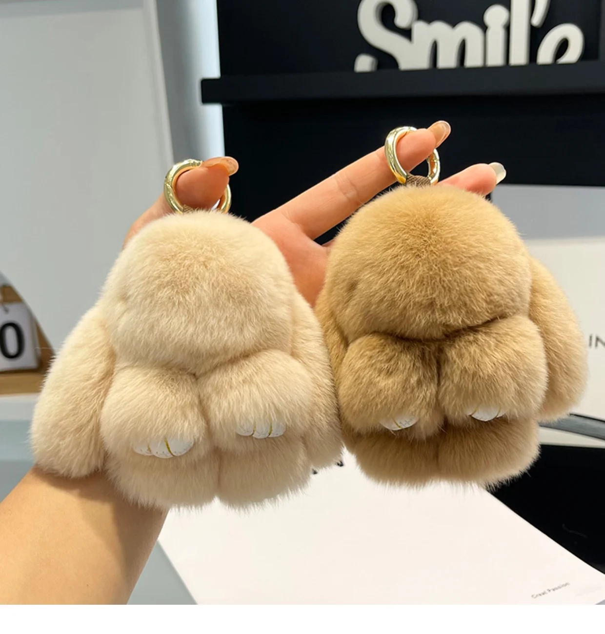 미니 귀여운 진짜 렉스 토끼 모피 토끼 키 체인 장난감 인형 열쇠 고리 토트 백 매력 10CM 모피 토끼 키 체인 자동차 펜던트